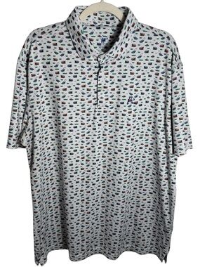 Rhoback Performance Polo XL White Lawn Mower Print Golf Shirt
